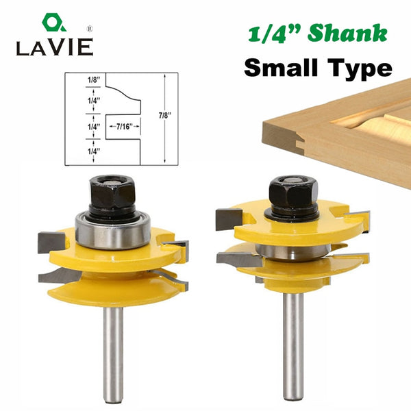 1/4 Zoll 2-teiliges Fräser-Set für kleine Schienen und Holme, Tür- und Fenster-Holzbearbeitungsmesser, Zapfenschneider für Holzfräswerkzeuge
