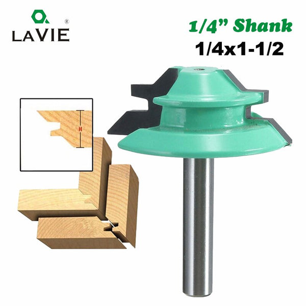 1/4 Shank 1Pc 45 Degree Lock Miter Router Bit Tenon Milling Cutter Woodworking Tool