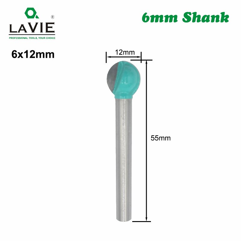 6mm Shank Ball Nose Round Carving Bit Cove CNC Milling Bit Radius Core Tungsten Carbide Router Bit for MC06003
