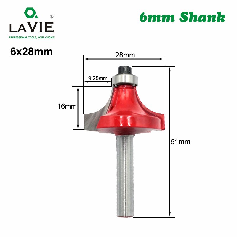 6mm Shank Woodworking Flush Trim Router Bit Beading Bit Corner Round Cove Tungsten Carbide Milling Cutter for Wood MC06013