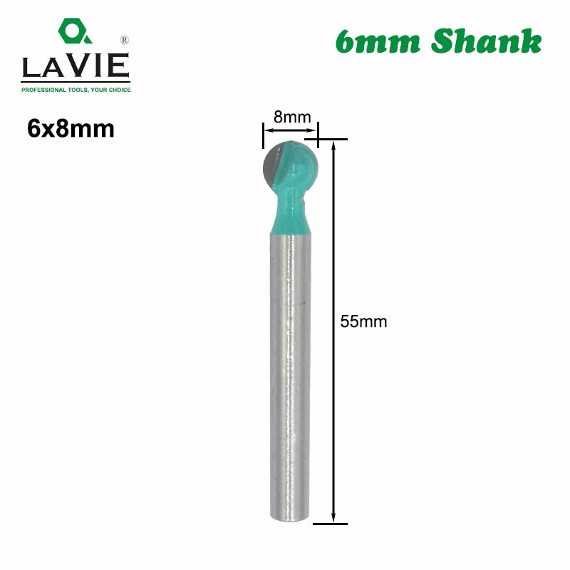 6mm Shank Ball Nose Round Carving Bit Cove CNC Milling Bit Radius Core Tungsten Carbide Router Bit for MC06003