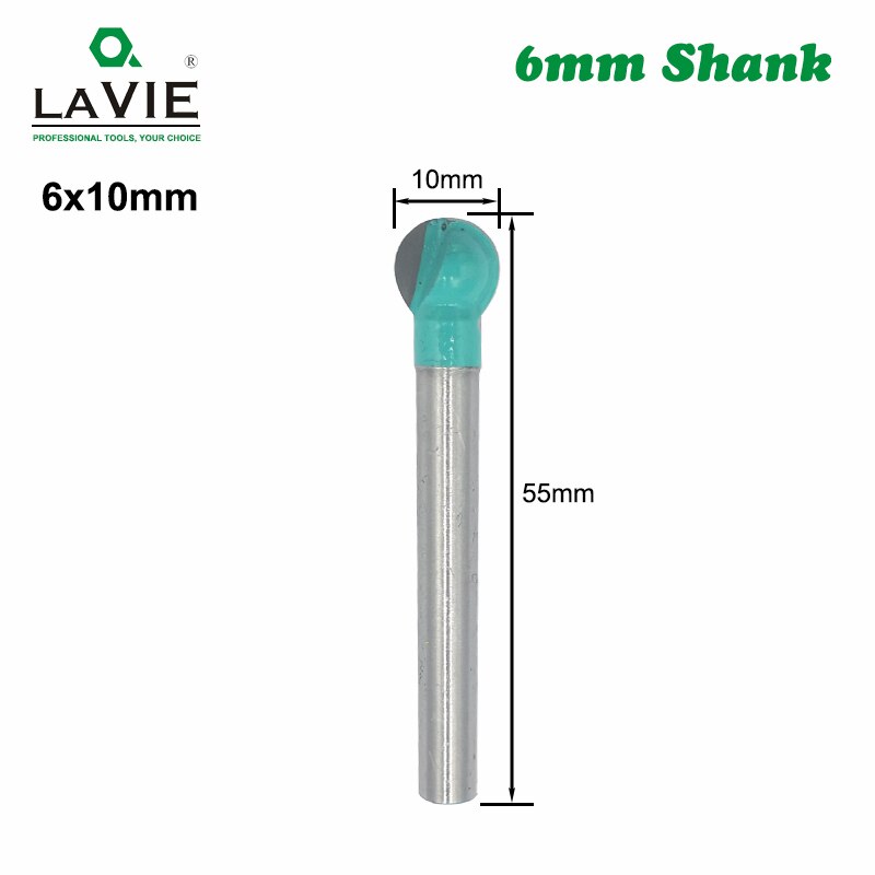 6mm Shank Ball Nose Round Carving Bit Cove CNC Milling Bit Radius Core Tungsten Carbide Router Bit for MC06003