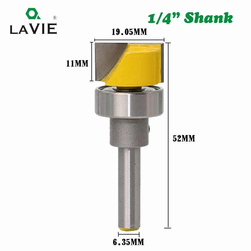 1pc 1/4 Shank STR. Bit with Bottom Tip with Bearing Square Groove Profile Carving Router Bit Door Wood Panel Cutter Knife