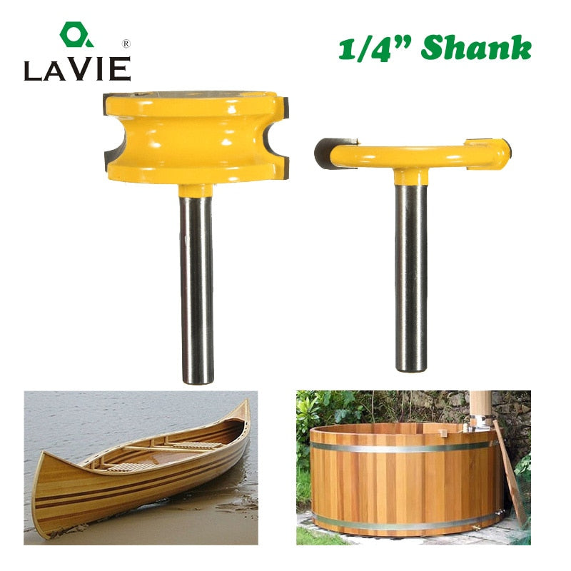 2pcs 1/4" Shank Flute and Bead Router Bit Arc Woodwork T-Shaped Tenon Bits Slotting Router Bit Set Milling Cutter