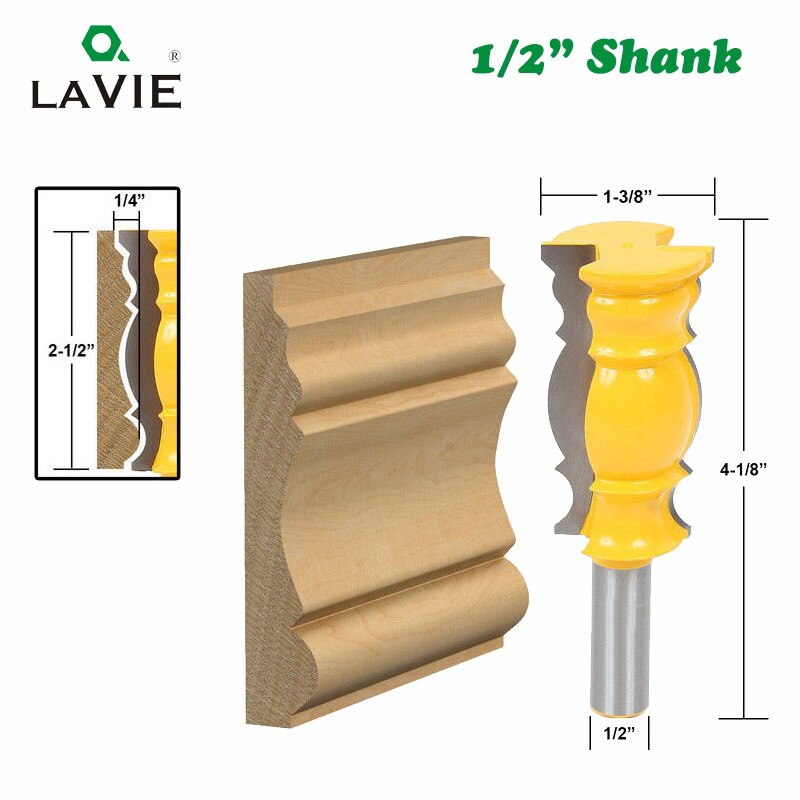 3pcs 12mm 1/2" Shank Crown Molding Router Bit Line Woodworking Cutter Tenon Cutter for Wood Woodworking Tools