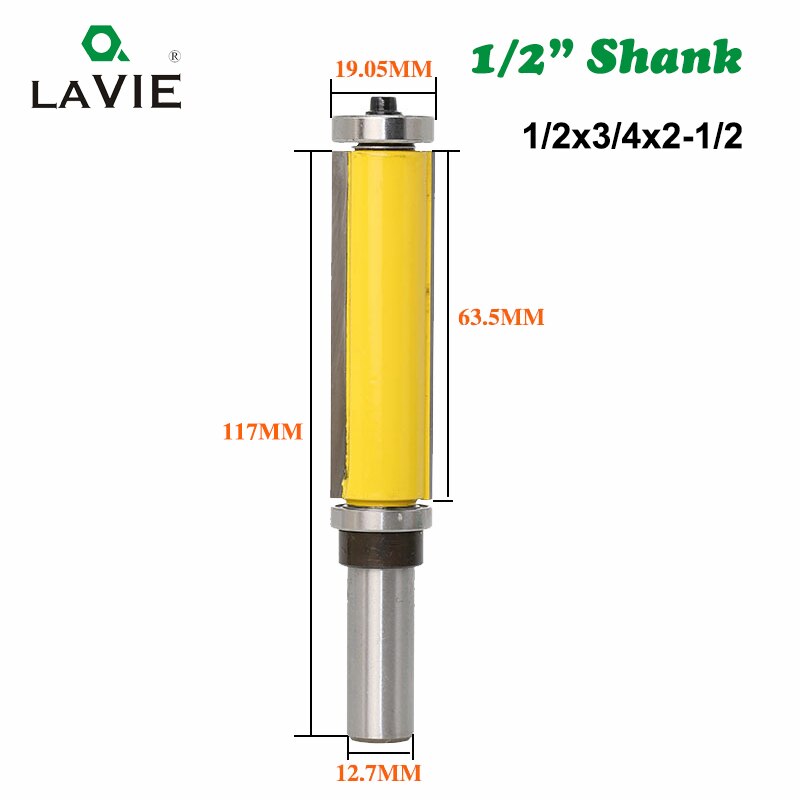 1pc 12mm 1/2 Shank Top & Bottom Bearing Flush Trim Pattern Router Bit Milling Cutter For Wood Woodworking Cutters
