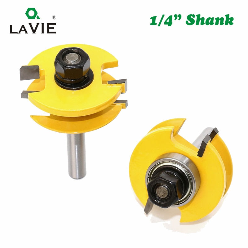 1/4" 2pcs Small Rail and Stile Router Bit Set Door Window Woodworking Knife Tenon Cutter for Wood Milling Tools