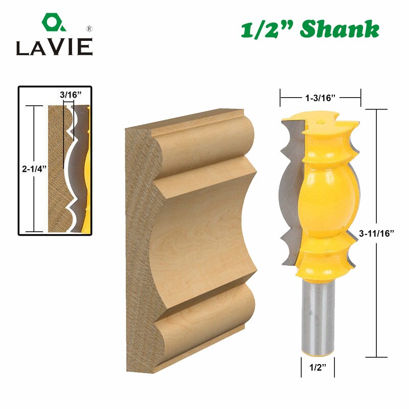 3pcs 12mm 1/2" Shank Crown Molding Router Bit Line Woodworking Cutter Tenon Cutter for Wood Woodworking Tools