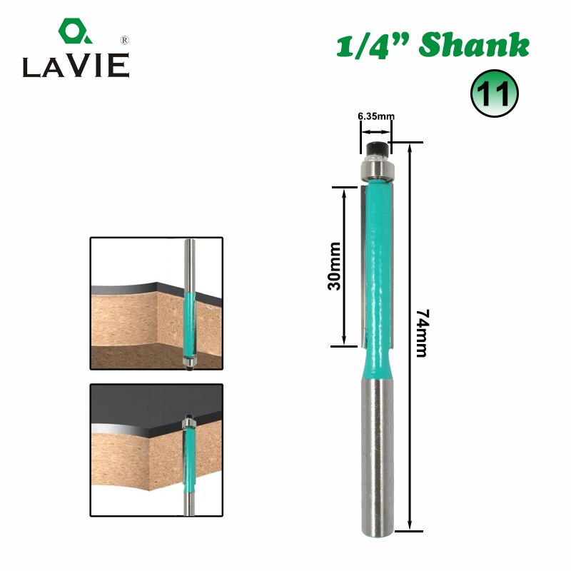 1pc 1/4" Shank Wood Router Bit Straight T V Flush Trimming Cleaning Round Corner Cove Box Bits Milling Cutter