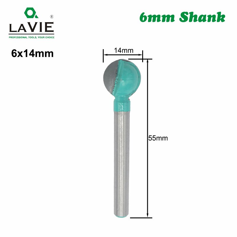 6mm Shank Ball Nose Round Carving Bit Cove CNC Milling Bit Radius Core Tungsten Carbide Router Bit for MC06003