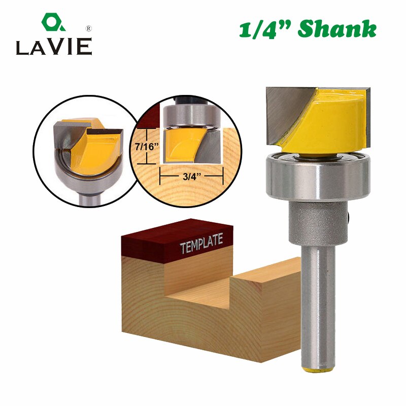 1pc 1/4 Shank STR. Bit with Bottom Tip with Bearing Square Groove Profile Carving Router Bit Door Wood Panel Cutter Knife