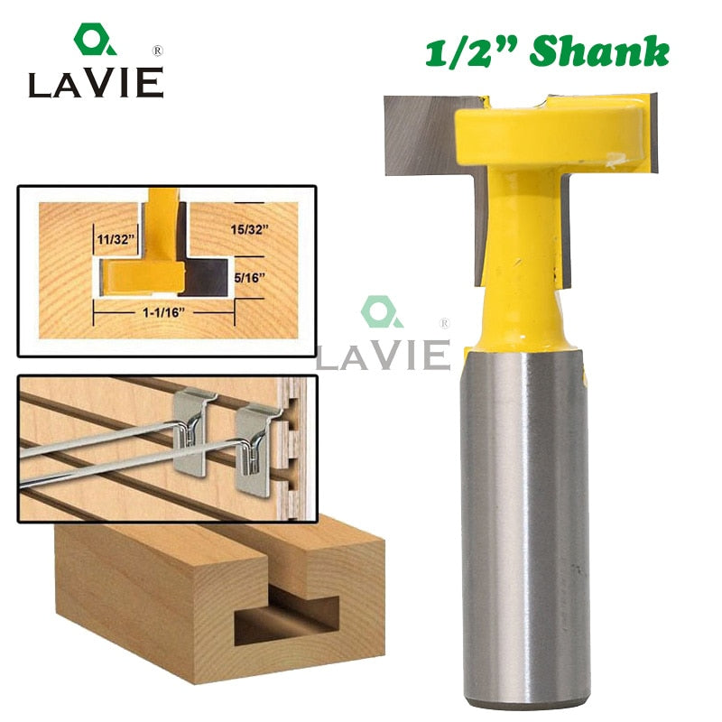 12mm 1/2 Inch Shank T-Slot Handle Router Bit Tungsten Carbide Slotting Straight for Wood Milling Cutter Woodworking