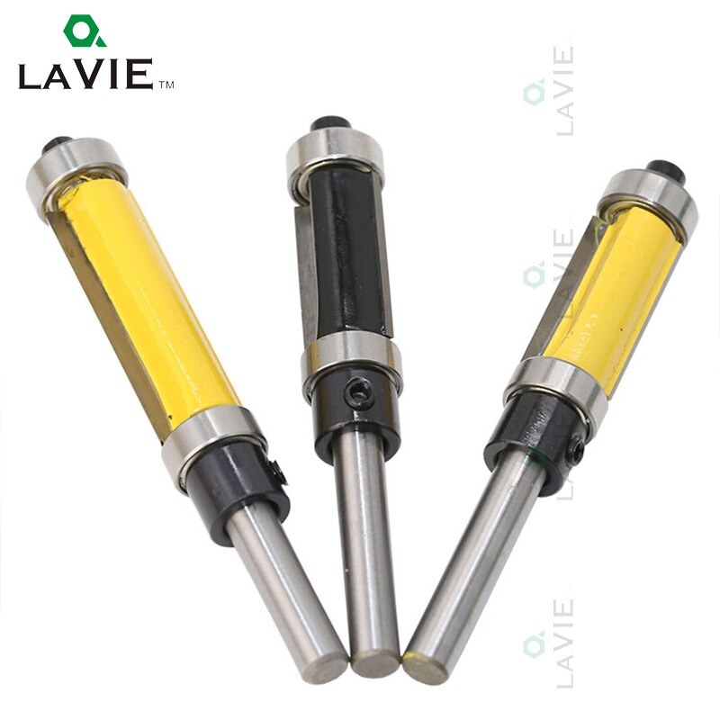 2pcs 1/4 6.35mm Trimming Knife Milling Cutter Carbide Flush Double Bearing Straight Trim Router Bit Woodworking