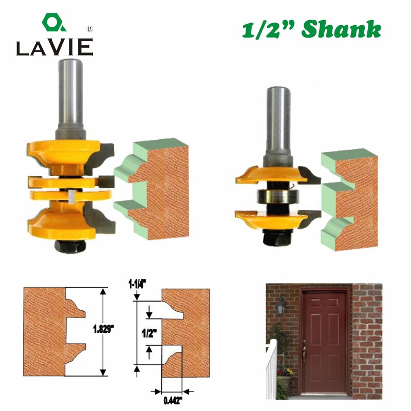 2pcs 12mm 1/2" Shank Entry & Interior Door Ogee Router Bit Matched MIlling Cutter Set for Wood Woodworking Machine