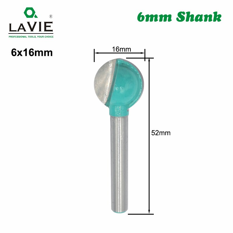6mm Shank Ball Nose Round Carving Bit Cove CNC Milling Bit Radius Core Tungsten Carbide Router Bit for MC06003