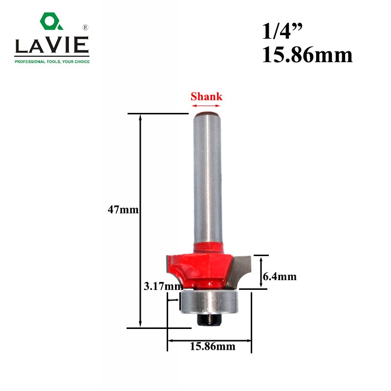 6mm 1/4 Shank Small Corner Round Router Bit for Wood Edging Woodworking Mill Classical Cutter Bit for  MC01035