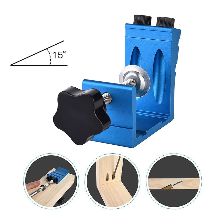 Pocket Hole Jig Drill Guide Kit Inclined Hole Drilling Fixture Woodworking Adjustable Borehole locator Tool Carpentry Set