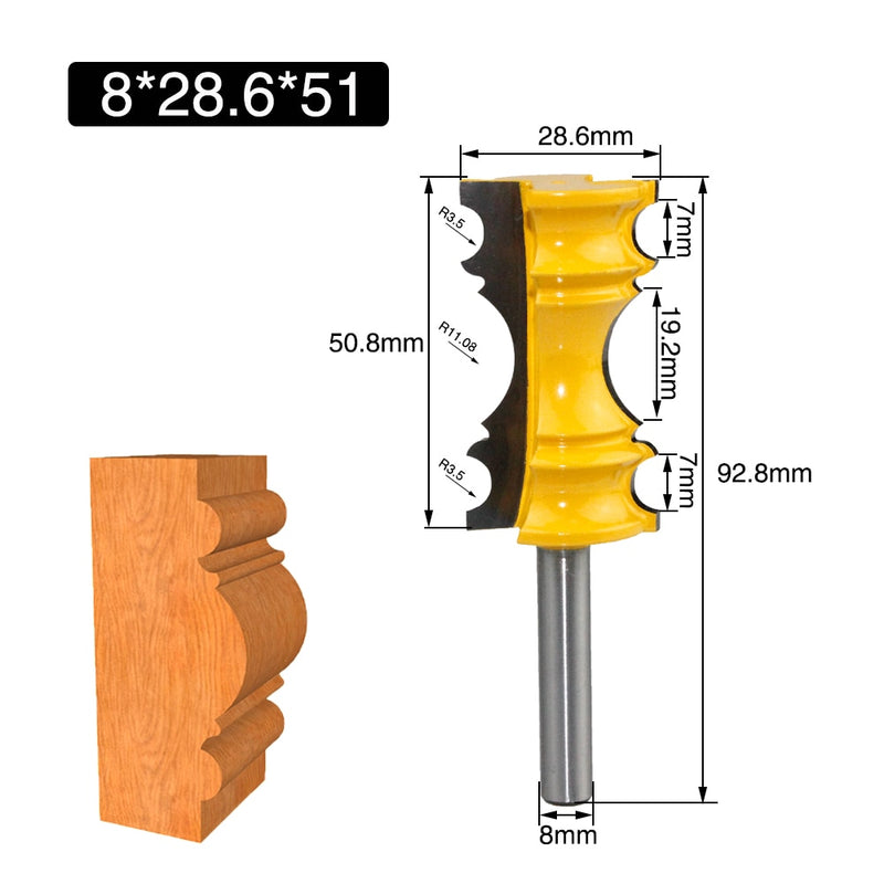 1pc 8mm Shank 12mm 1/2 Elaborate Chair Rail Molding Router Bit Line Knife Tenon Cutter for Woodworking Tools