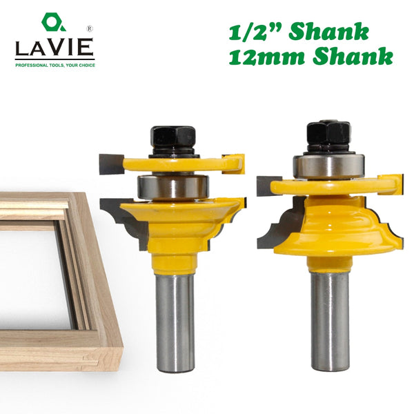 2pcs 12mm 1/2" Shank Woodwork Door Round Corner Rail & Stile Router Bit Tenon Milling Cutter for Wood Woodworking Tools