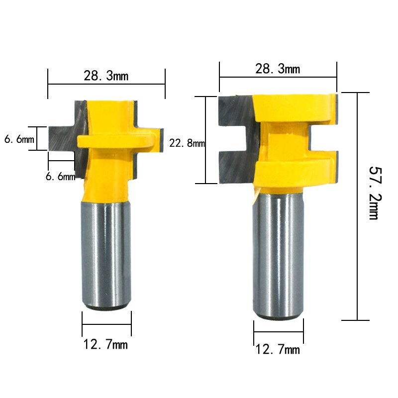 2 stücke 12 MM 1/2 zoll Schaft T-Slot Quadratischen Zahn Zapfen Fräser Carving Router Bits für holz Werkzeug Holzbearbeitung