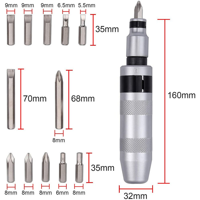 Multifunctional Impact Batch Screwdriver Chrome Tangsten Steel 7 8 12 13 PCS with Tin Box for Household, Industrial, Work