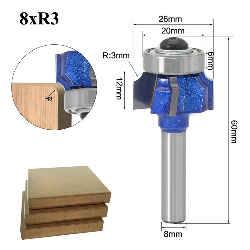 6mm 1/4 8 Shank Z4 Corner Round Router Bit R1 R2 R3 Trim Edging Woodworking Mill Classical Cutter Bit for Wood 051-Z4