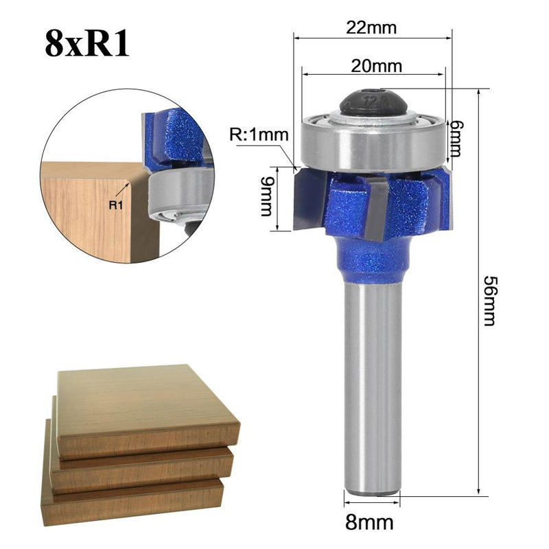 6mm 1/4 8 Shank Z4 Corner Round Router Bit R1 R2 R3 Trim Edging Woodworking Mill Classical Cutter Bit for Wood 051-Z4