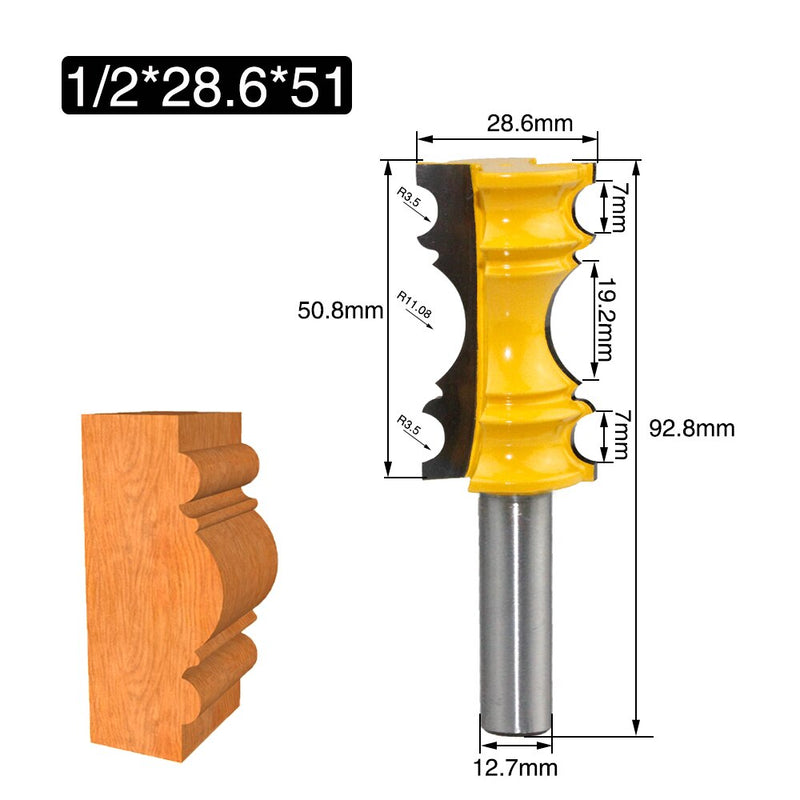 1pc 8mm Shank 12mm 1/2 Elaborate Chair Rail Molding Router Bit Line Knife Tenon Cutter for Woodworking Tools