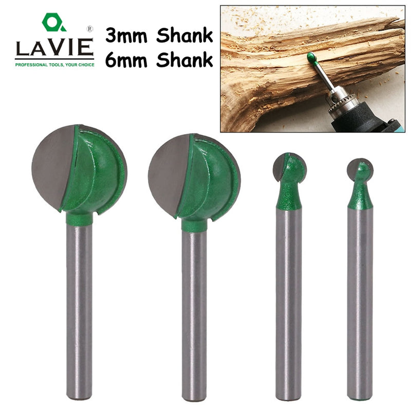 3mm or 6mm Shank Ball Nose Round Carving Bit Router Bit for Wood Cove CNC Milling Cutter Radius Core Tungsten Carbide